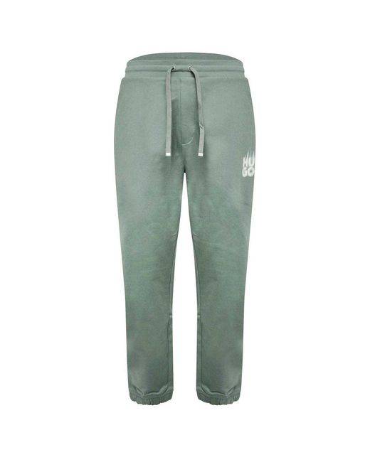 HUGO Green Dilbero Smoke Logo Tapered Tracksuit Bottoms Cotton for men