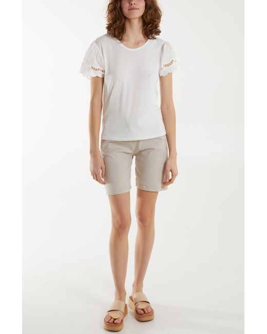 Blue Vanilla White Round Neck T Shirt