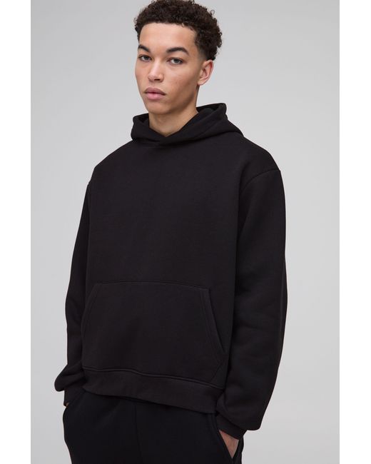 BoohooMAN Black Basic Oversized Boxy Hoodie for men