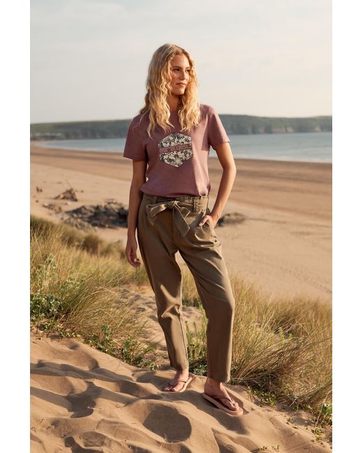 Mountain Warehouse Green 'Loren' Soft Cotton Trousers Casual Stylish Lightweight Waist Belt Pants
