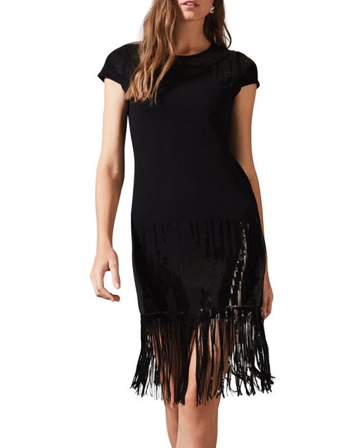 Phase Eight Black Ferne Fringe Sequin Dress