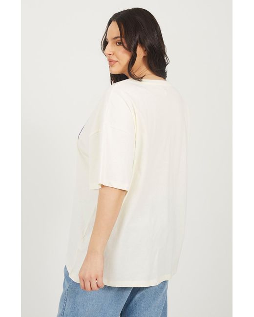 Brave Soul White Curve Graphic Print Oversized T-Shirt