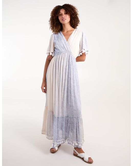 Blue Vanilla Purple Wrap Front Tassel Maxi