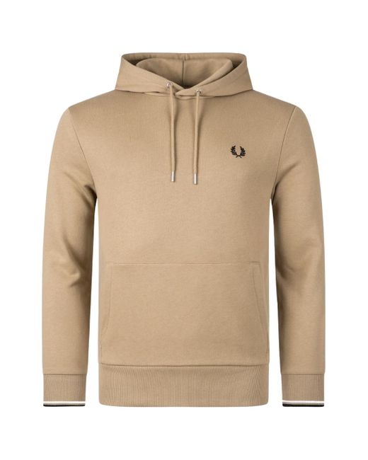 Fred Perry Hellbrauner Kapuzenpullover Mit Zwei Streifenärmeln in Natural für Herren