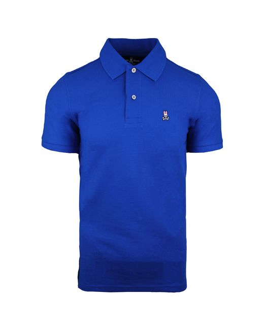 Psycho Bunny Blue Classic Polo Short Sleeve Cotton Top B6K001B1Pc Lapis for men