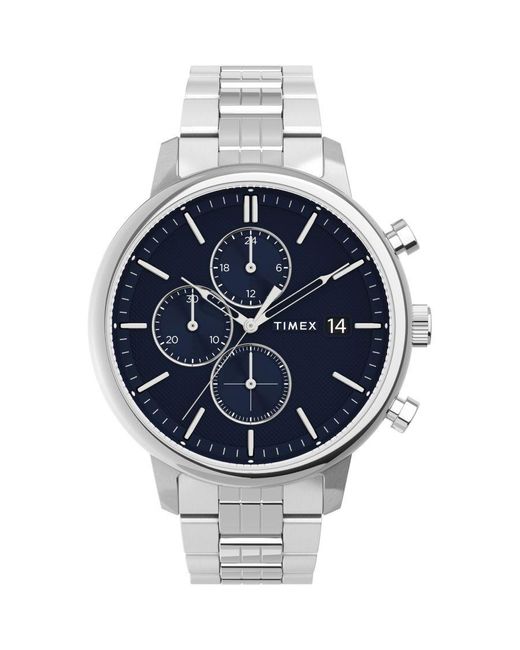 Timex Chicago Horloge Zilverkleurig Tw2v01700 in het Blue voor heren