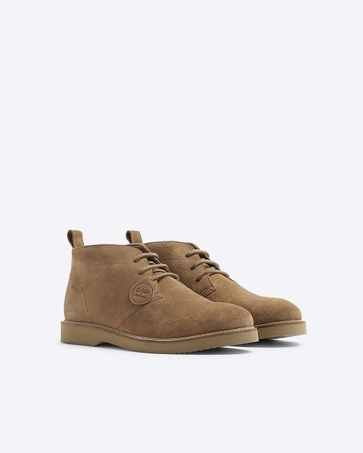 River Island Brown Suede Lace Up Chukka Boots for men