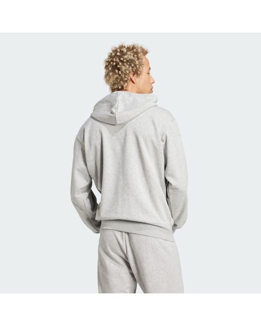 Adidas Gray Essentials Big Logo French Terry Hoodie for men
