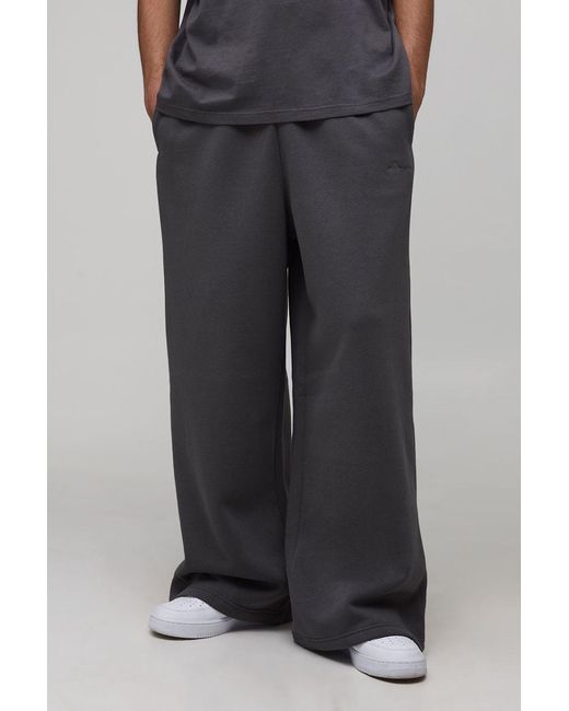 BoohooMAN Black Basic Bm Signature Extreme Wide Leg Jogger for men