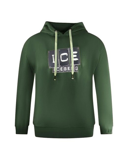 Ice Iceberg Green Bold Blocked Logo Hoodie Cotton for men