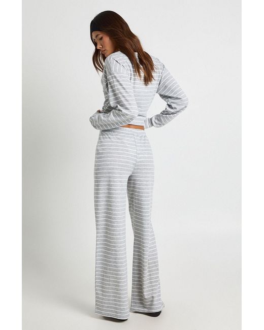 Boohoo Gray Stripe Wide Leg Trouser