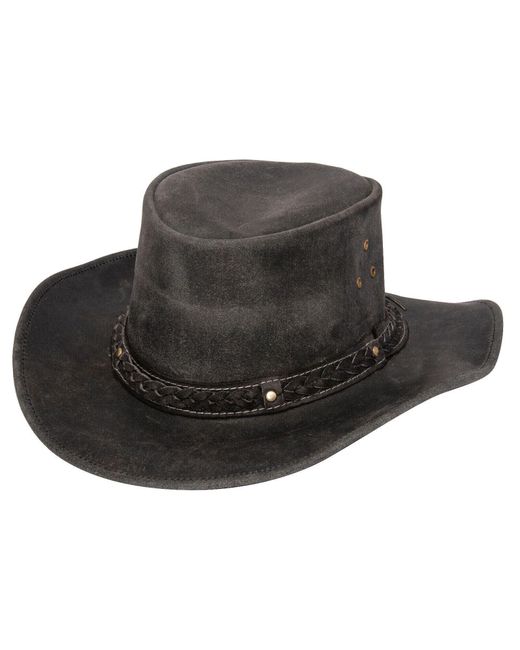 Infinity Leather Black Cowboy Aussie Real Bush Hat