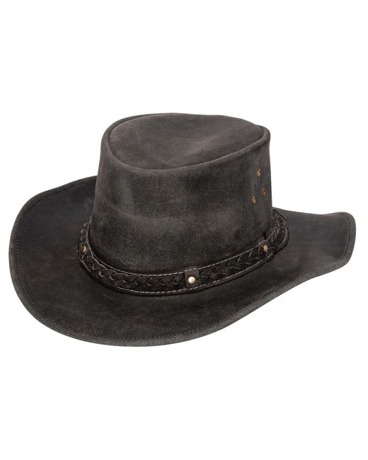 Infinity Leather Black Cowboy Aussie Real Bush Hat