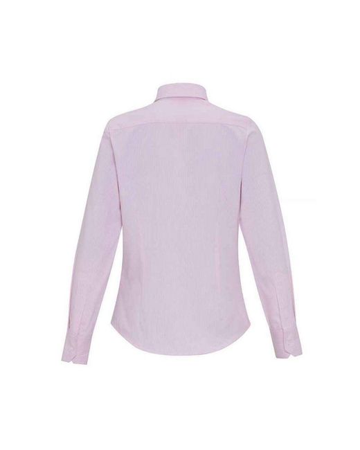 PREMIER Purple Striped Oxford Long-Sleeve Formal Shirt