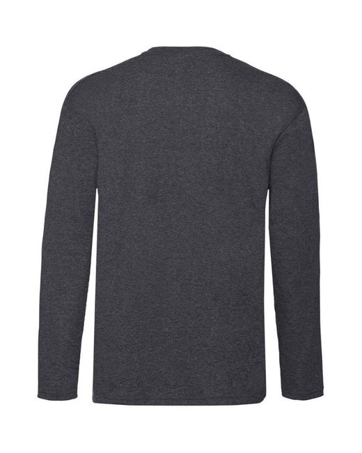 Fruit Of The Loom Gray Valueweight Crew Neck Long Sleeve T-Shirt for men