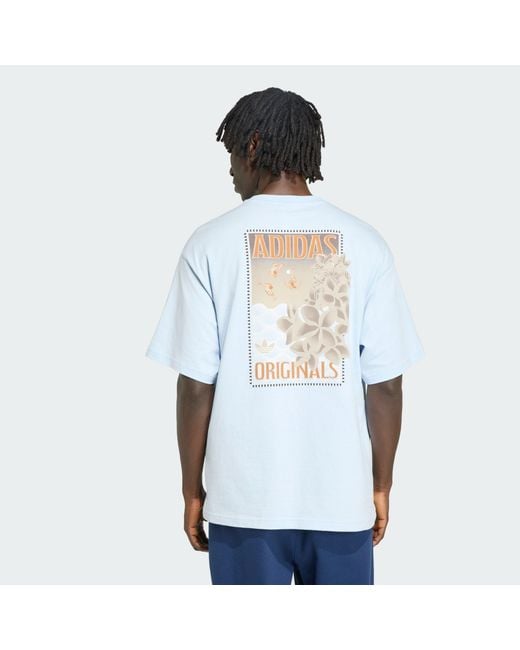 Adidas Originals White Summer Graphic Crew Neck Tee for men