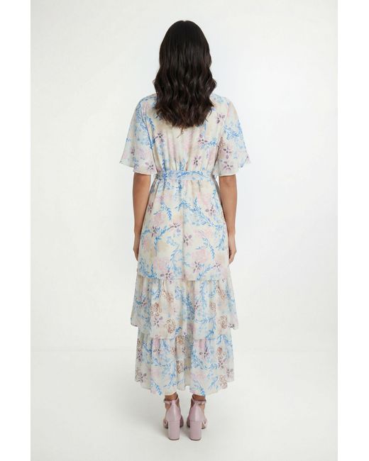 Wallis Blue Floral Print Ruffle Maxi Dress
