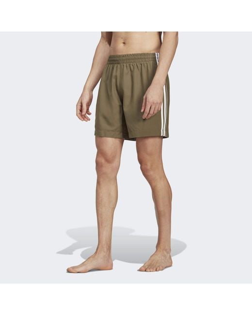 Adidas Originals Green Adicolor 3-Stripes Swim Shorts for men