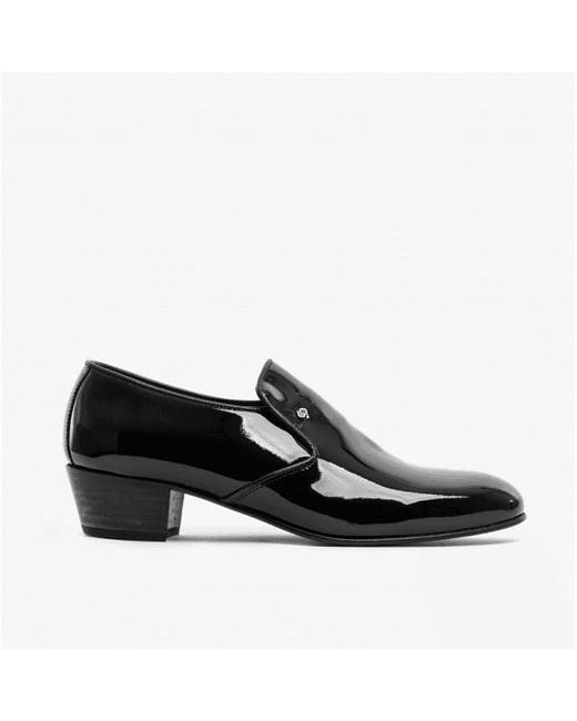 Club Cubano Black Bilbao Patent Leather Plain Cuban Heel Shoes for men