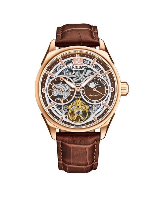 Stuhrling Multicolor Vanguard 1019 Dual Time Automatic Skeleton for men