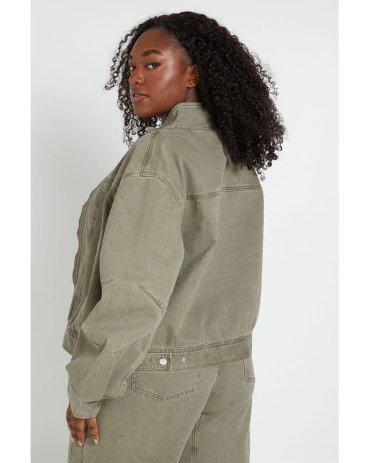 Boohoo Green Plus Funnel Neck Jacket