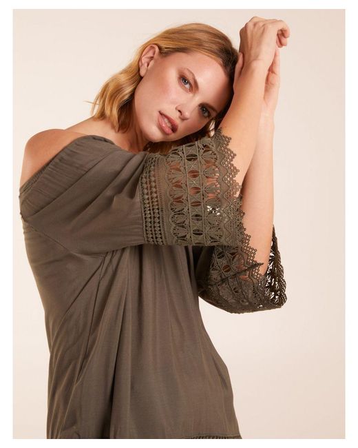 Blue Vanilla Natural Round Neck Detail Blouse