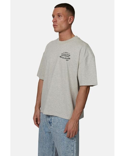 Good For Nothing Gray Boxy Fit Graphic Tee for men
