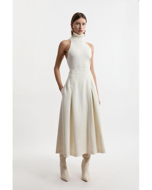 Karen Millen Natural Compact Stretch Tailored Seam Detail Prom Full Skirt