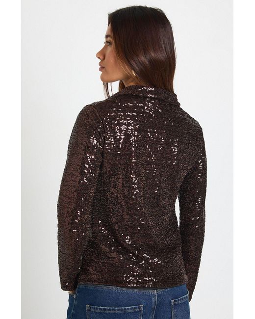 Boohoo Black Sequin Oversized Button Through Shirt