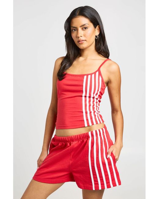 Boohoo Red Striped Cami Top
