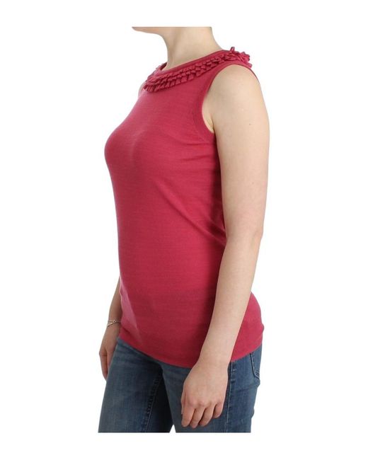 John Galliano Red Wool Knit Top