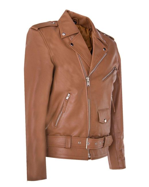 Infinity Leather Brown Brando Biker Rock Motorcycle Hide Jacket for men