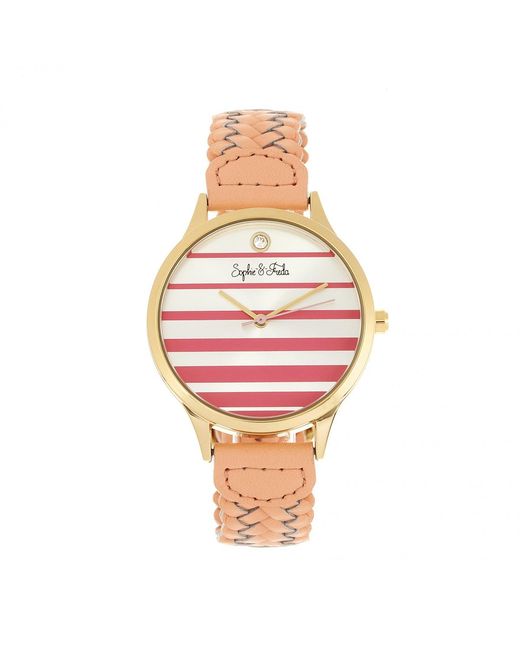Sophie & Freda Pink Tucson Leather-Band Watch W/Swarovski Crystals