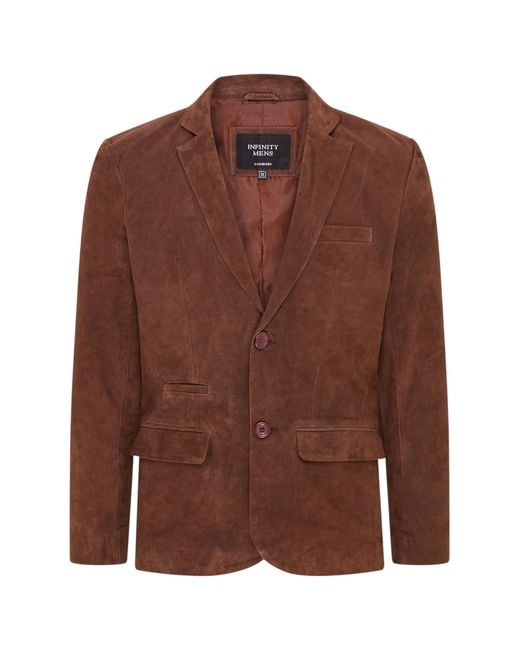 Infinity Leather Brown Italian Suede Blazer Jacket for men
