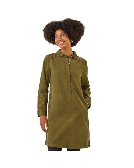 Roman Green Corduroy Tunic Shirt Dress