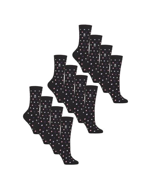 Heat Holders Black 12 Pairs Ladies Ultra Lite Soft Thermal Socks