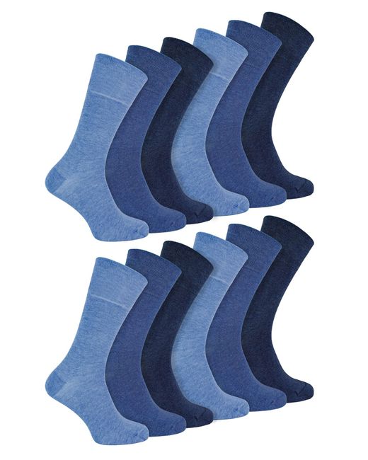 IOMI Blue 12 Pair Multipack Diabetic Bamboo Socks for men