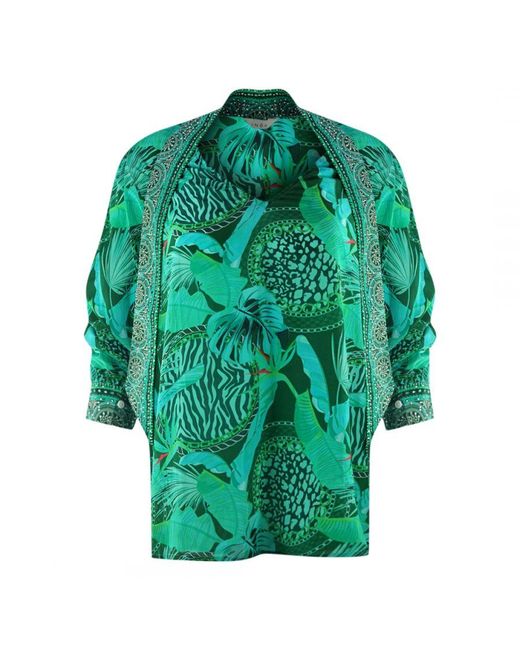 Inoa Green Valdivian Rainforest 1202114 Long Sleeve Blouse Silk Shirt