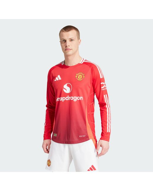 Adidas Originals Red Manchester United 24/25 Long Sleeve Home Authentic Jersey for men