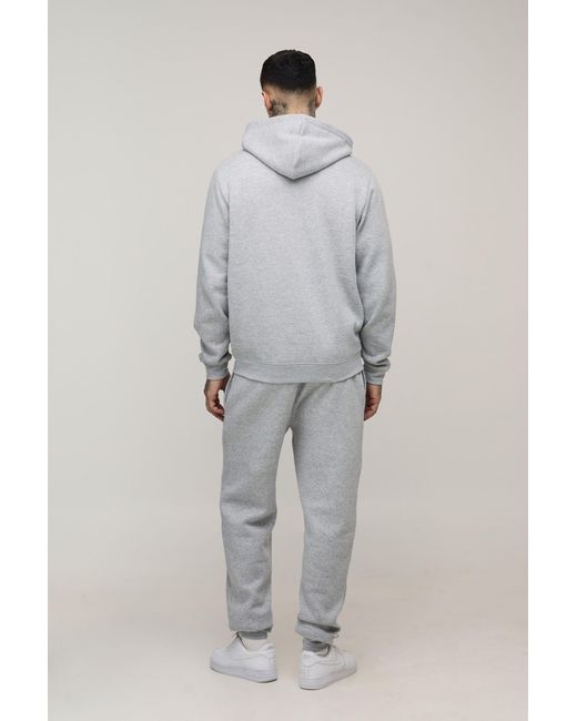 BoohooMAN Gray Tall Basic Regular Zip Through Hoodie for men