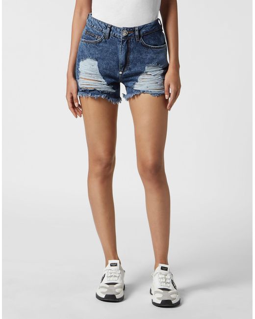Philipp Plein Hot Pants in het Blue