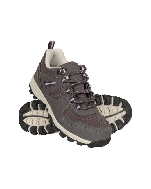 Mountain Warehouse Gray 'Mcleod' Walking Shoes With Deep Lugs Mesh Lined Hiking Footwear