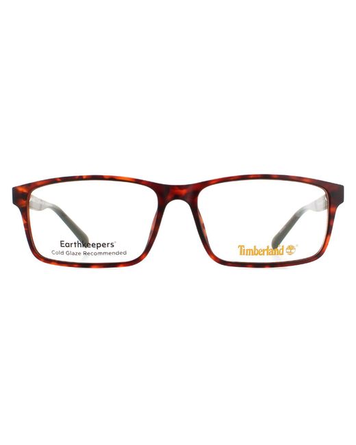 Timberland Brown Rectangle Dark Havana Glasses for men
