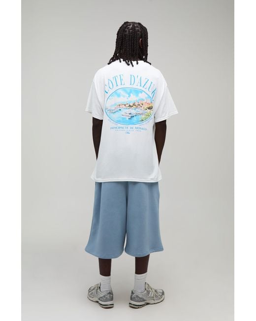 BoohooMAN Blue Oversized Script Oval Print T-Shirt for men