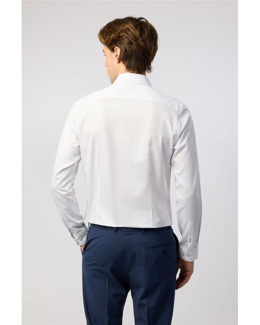Ted Baker White Long Sleeve Forward Point Collar Slim Fit Formal Shirt for men