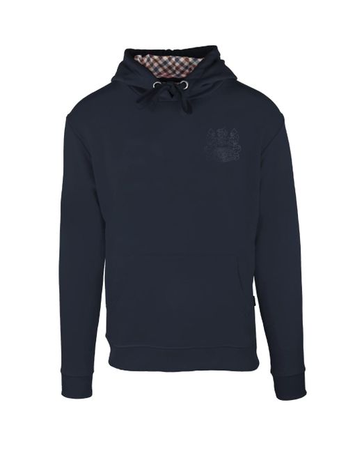 Aquascutum Blue Monotone Aldis Emblem Logo Hoodie Cotton for men