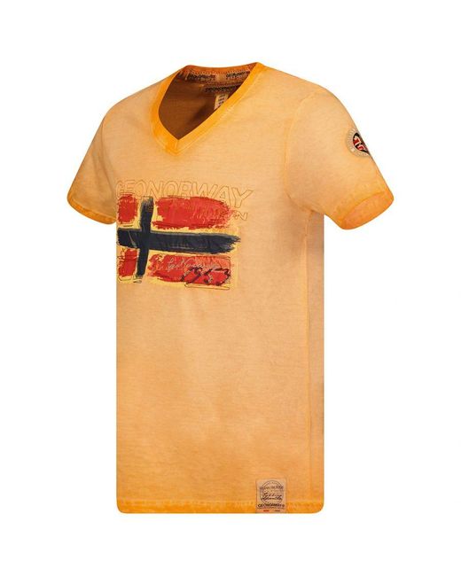 GEOGRAPHICAL NORWAY Kurzarm-t-shirt Sw1561hgn Mann in het Orange voor heren
