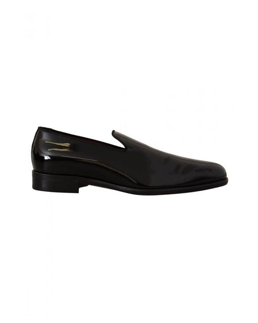 Dolce & Gabbana Black Patent Leather Formal Loafers Dress Shoes for men