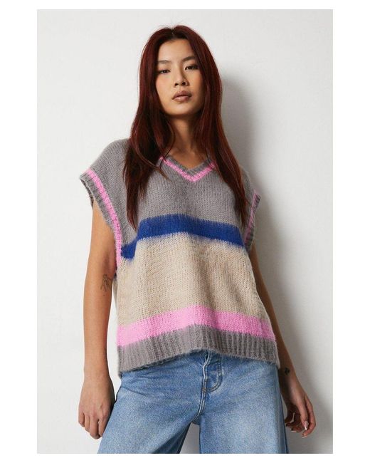 Warehouse Brown Knitted Stripe Tank