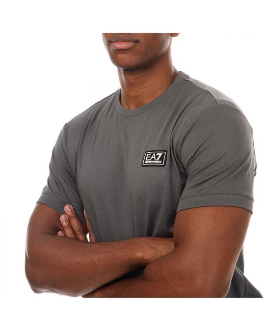 EA7 Emporio Armani Logo Serie Katoenen T-shirt In Grijs in het Gray voor heren
